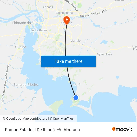 Parque Estadual De Itapuã to Alvorada map