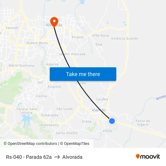 Rs-040 - Parada 62a to Alvorada map