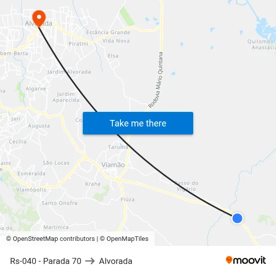 Rs-040 - Parada 70 to Alvorada map