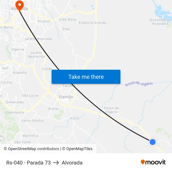Rs-040 - Parada 73 to Alvorada map