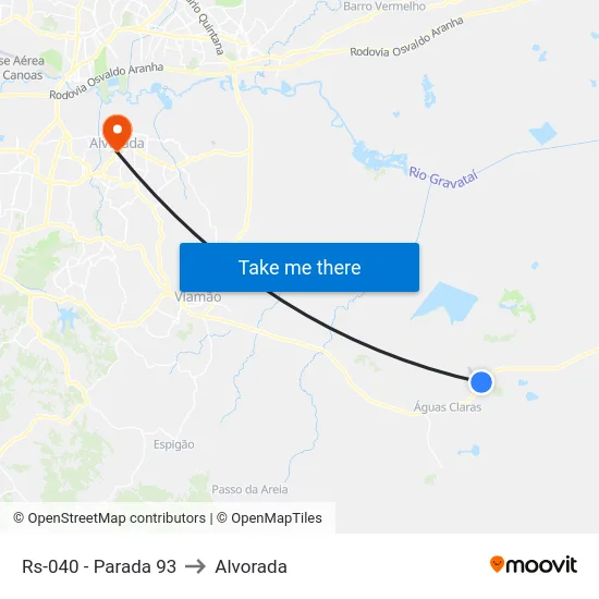 Rs-040 - Parada 93 to Alvorada map