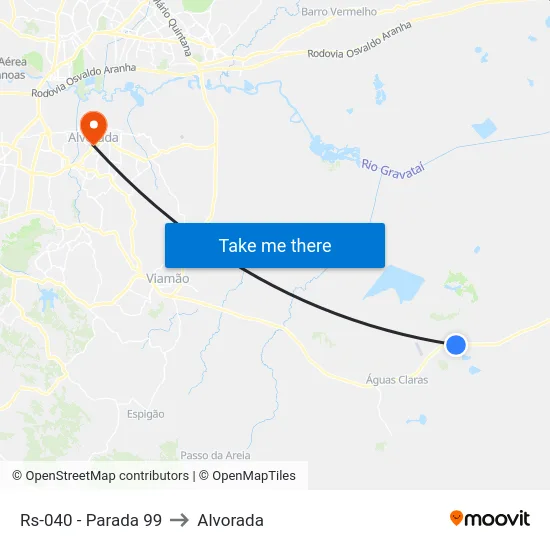 Rs-040 - Parada 99 to Alvorada map