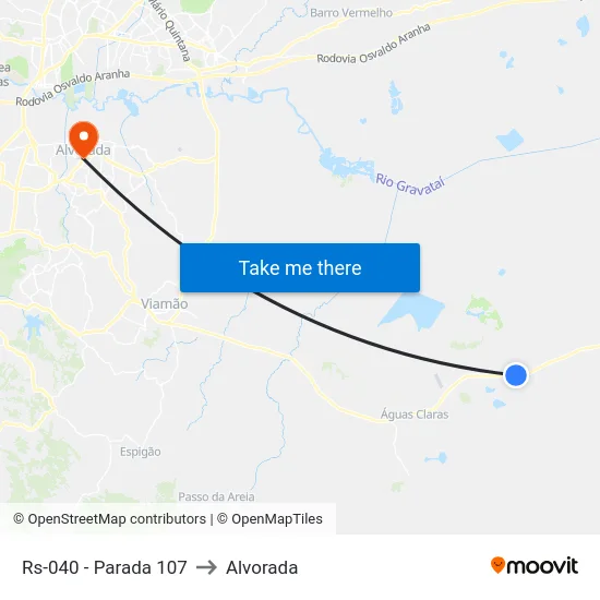 Rs-040 - Parada 107 to Alvorada map