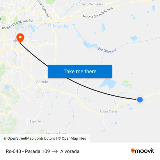 Rs-040 - Parada 109 to Alvorada map