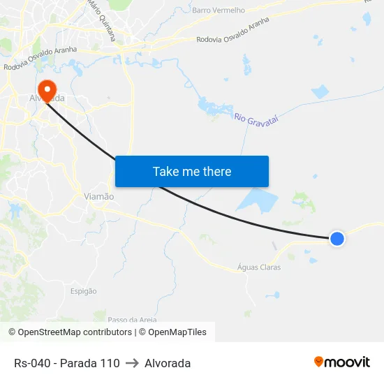 Rs-040 - Parada 110 to Alvorada map