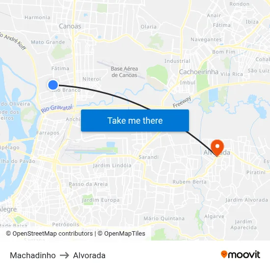 Machadinho to Alvorada map