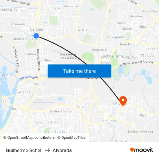 Guilherme Schell to Alvorada map