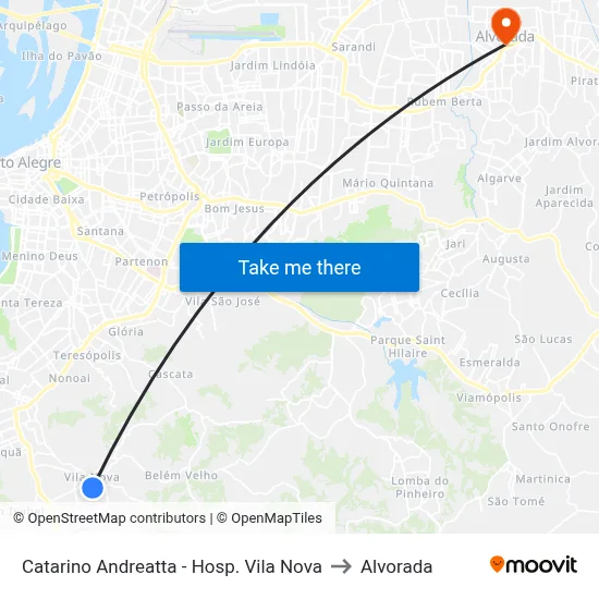 Catarino Andreatta - Hosp. Vila Nova to Alvorada map