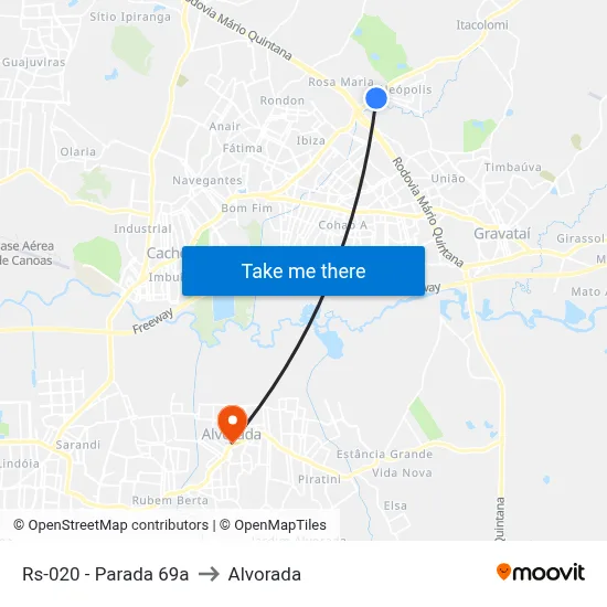Rs-020 - Parada 69a to Alvorada map