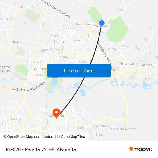 Rs-020 - Parada 72 to Alvorada map