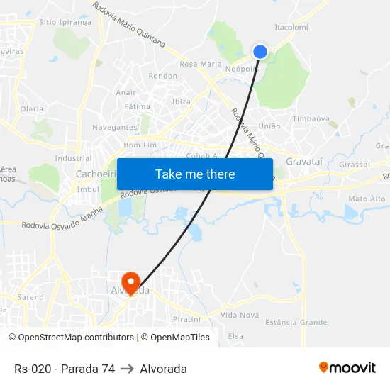 Rs-020 - Parada 74 to Alvorada map