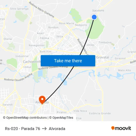 Rs-020 - Parada 76 to Alvorada map