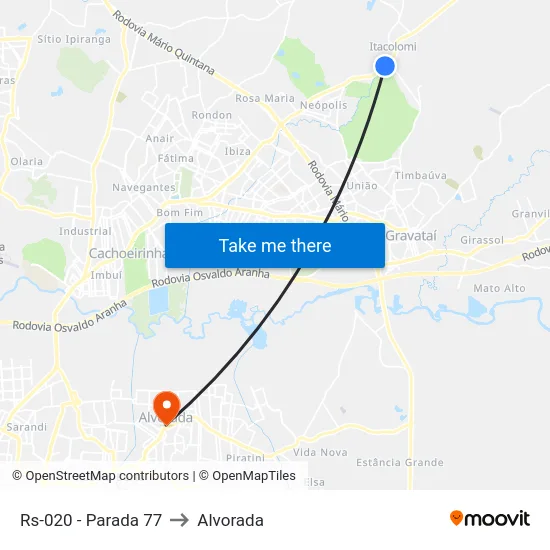 Rs-020 - Parada 77 to Alvorada map