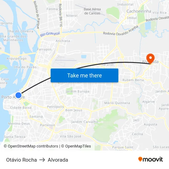 Otávio Rocha to Alvorada map