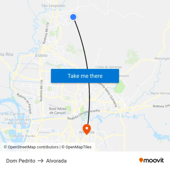 Dom Pedrito to Alvorada map
