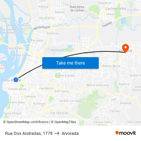 Rua Dos Andradas, 1778 to Alvorada map