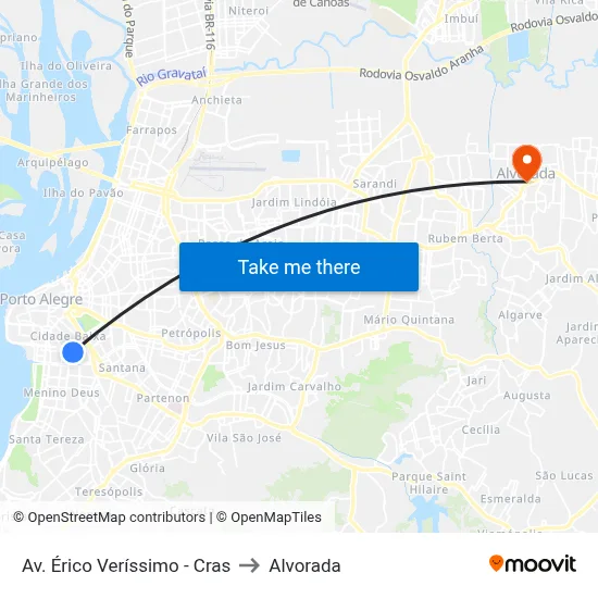 Av. Érico Veríssimo - Cras to Alvorada map