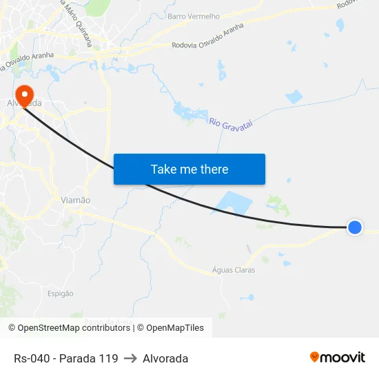 Rs-040 - Parada 119 to Alvorada map