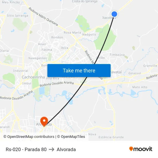 Rs-020 - Parada 80 to Alvorada map
