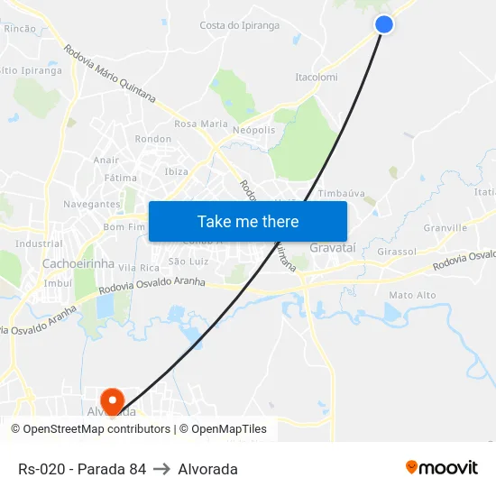 Rs-020 - Parada 84 to Alvorada map