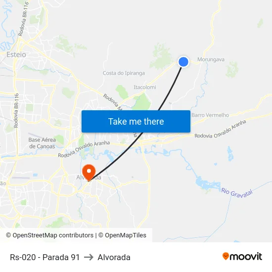 Rs-020 - Parada 91 to Alvorada map