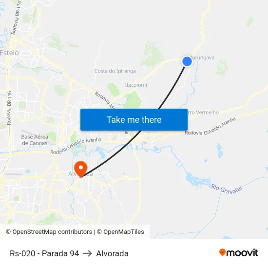 Rs-020 - Parada 94 to Alvorada map
