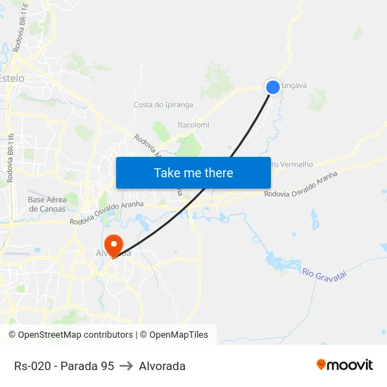 Rs-020 - Parada 95 to Alvorada map