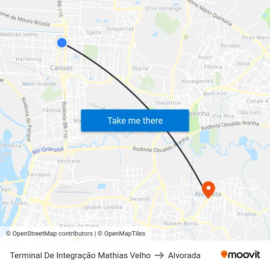 Terminal De Integração Mathias Velho to Alvorada map