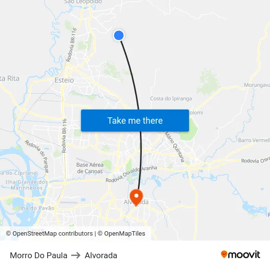 Morro Do Paula to Alvorada map