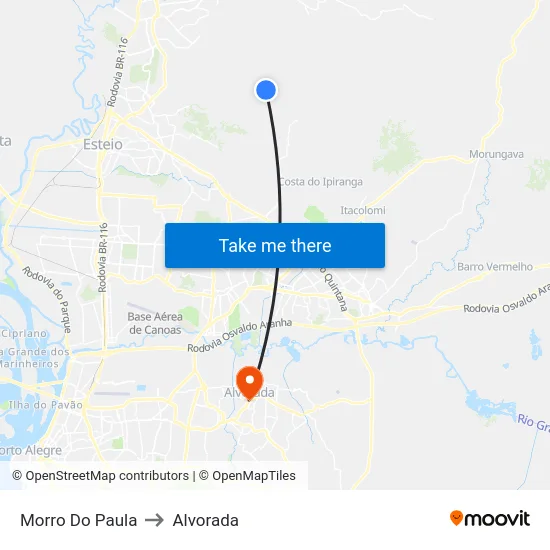 Morro Do Paula to Alvorada map