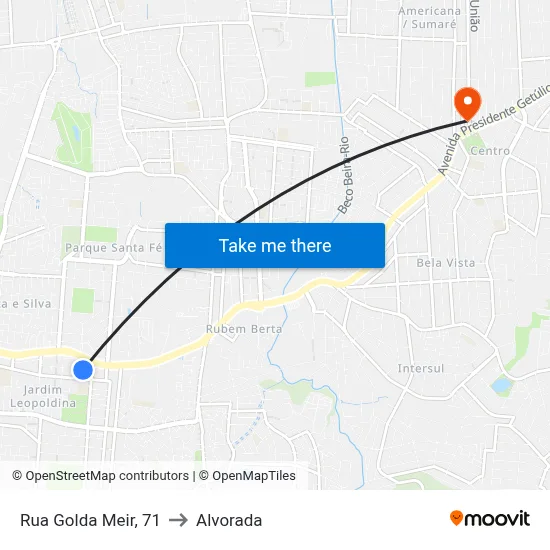 Rua Golda Meir, 71 to Alvorada map
