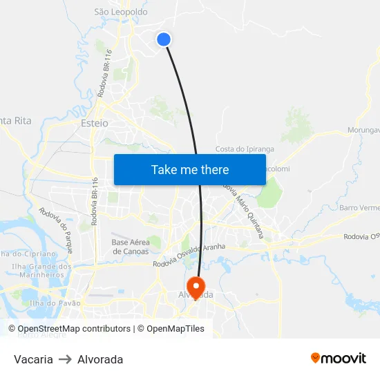 Vacaria to Alvorada map