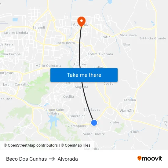 Beco Dos Cunhas to Alvorada map