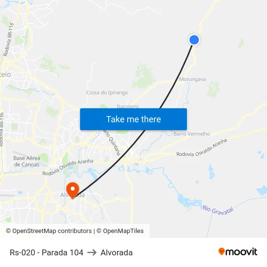 Rs-020 - Parada 104 to Alvorada map