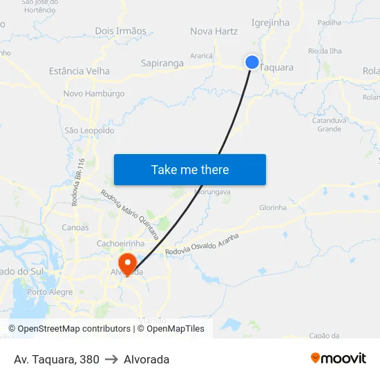 Av. Taquara, 380 to Alvorada map