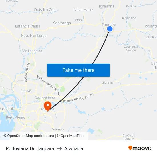 Rodoviária De Taquara to Alvorada map