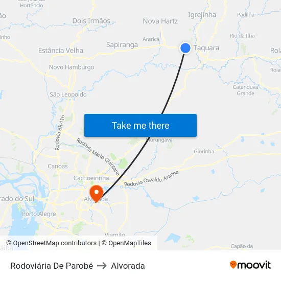 Rodoviária De Parobé to Alvorada map