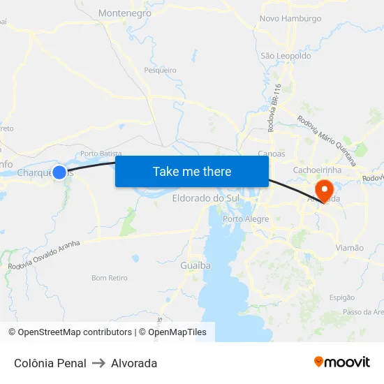 Colônia Penal to Alvorada map