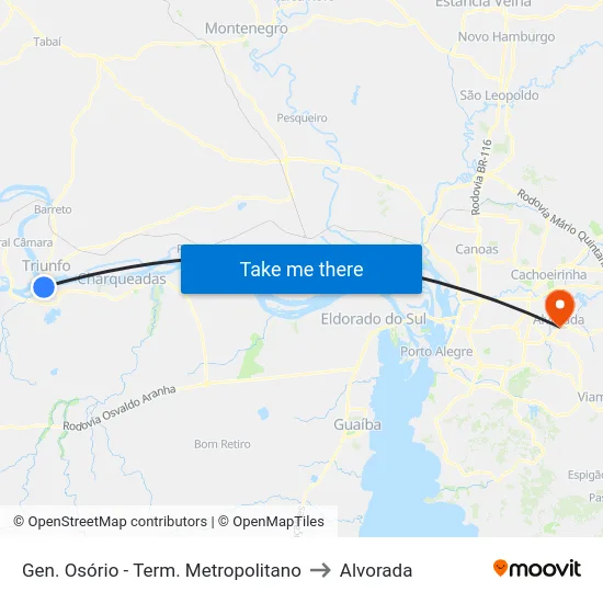Gen. Osório - Term. Metropolitano to Alvorada map