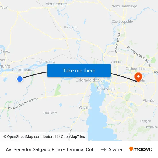 Av. Senador Salgado Filho - Terminal Cohab to Alvorada map