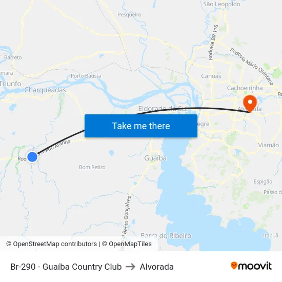 Br-290  - Guaíba Country Club to Alvorada map
