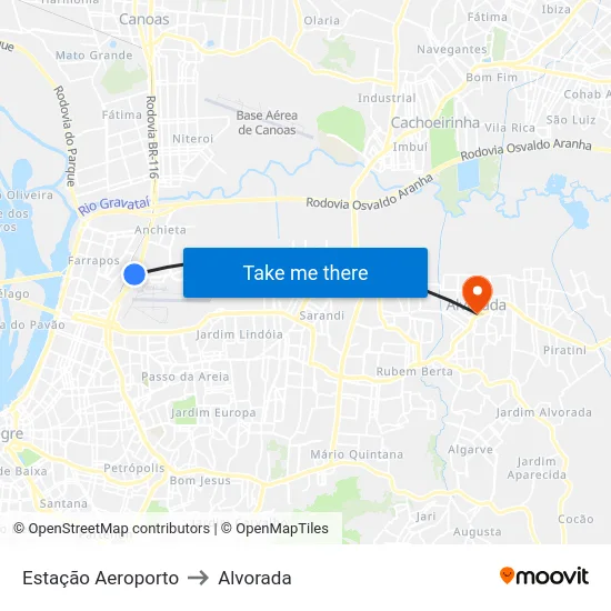 Estação Aeroporto to Alvorada map