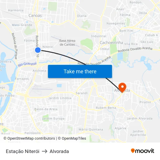 Estação Niterói to Alvorada map