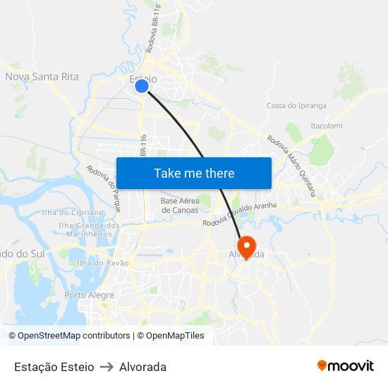 Estação Esteio to Alvorada map