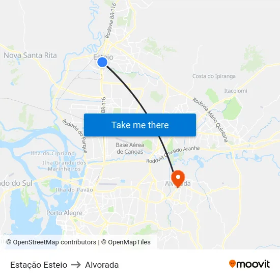 Estação Esteio to Alvorada map
