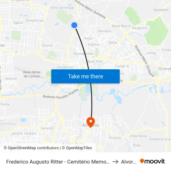 Frederico Augusto Ritter - Cemitério Memorial Da Colina to Alvorada map