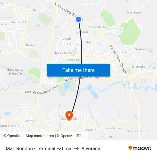 Mal. Rondon - Terminal Fátima to Alvorada map