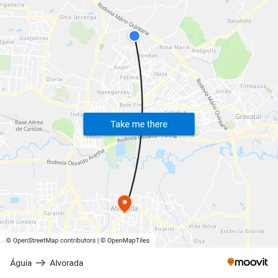 Águia to Alvorada map