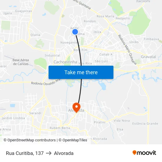 Rua Curitiba, 137 to Alvorada map