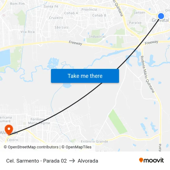 Cel. Sarmento - Parada 02 to Alvorada map